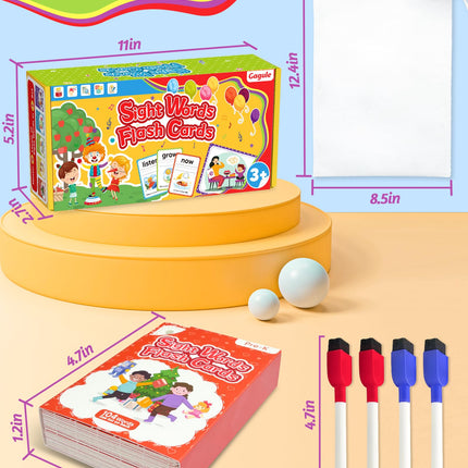 520 Sight Words Flash Cards Kindergarten, Dolch & Fry Sight Word Reading Writing Spelling Games, Homeschool Supplies for Preschool Kindergarten 1st 2nd 3rd Grade, Learning Activities for Kids Ages 3+