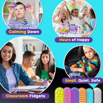 Magnetic Fidget Toys for Adults & Kids -Textured Sensory Toys for Autism Children Anxiety Relief - Quiet Stress Fidgets Sliders for Classroom Prizes Office - Stocking Stuffers Kid Teen Gifts 6-Pieces