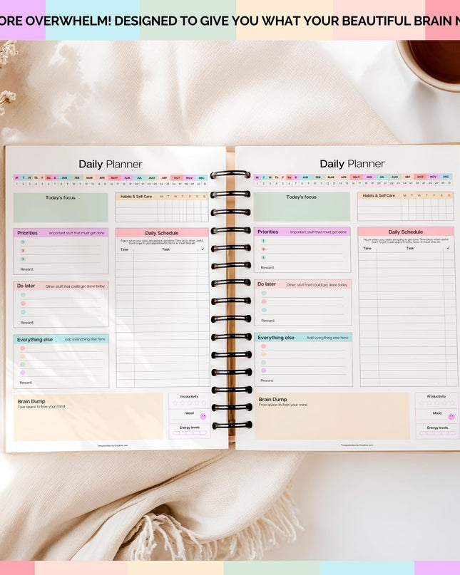 ADHD Daily Planner for Neurodivergent Adults - Productivity Daily Planner & Task Management to Stay Organized and Focused (Rainbow)