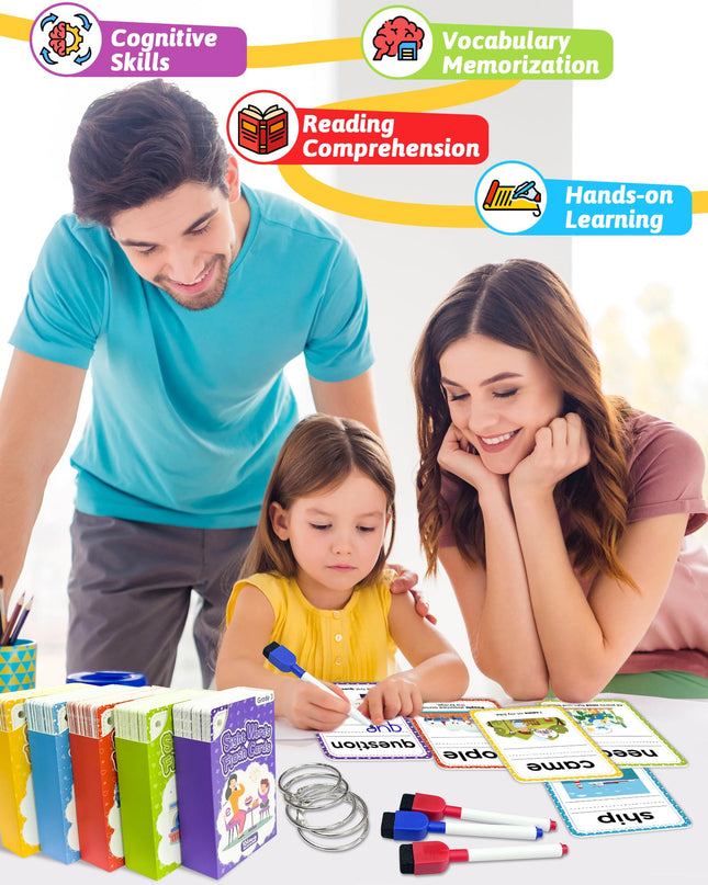 520 Sight Words Flash Cards Kindergarten, Dolch & Fry Sight Word Reading Writing Spelling Games, Homeschool Supplies for Preschool Kindergarten 1st 2nd 3rd Grade, Learning Activities for Kids Ages 3+