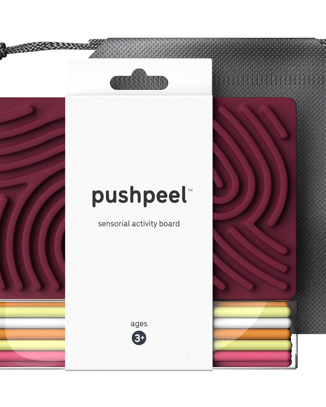 Pushpeel Sensory Activity Board: Silicone Fidget Toy for Calming, Stress, Anxiety, ADHD & Autism | Silent, No Mess | Kids 3+ & Adults | Includes Portable Travel Bag & 11 Strings