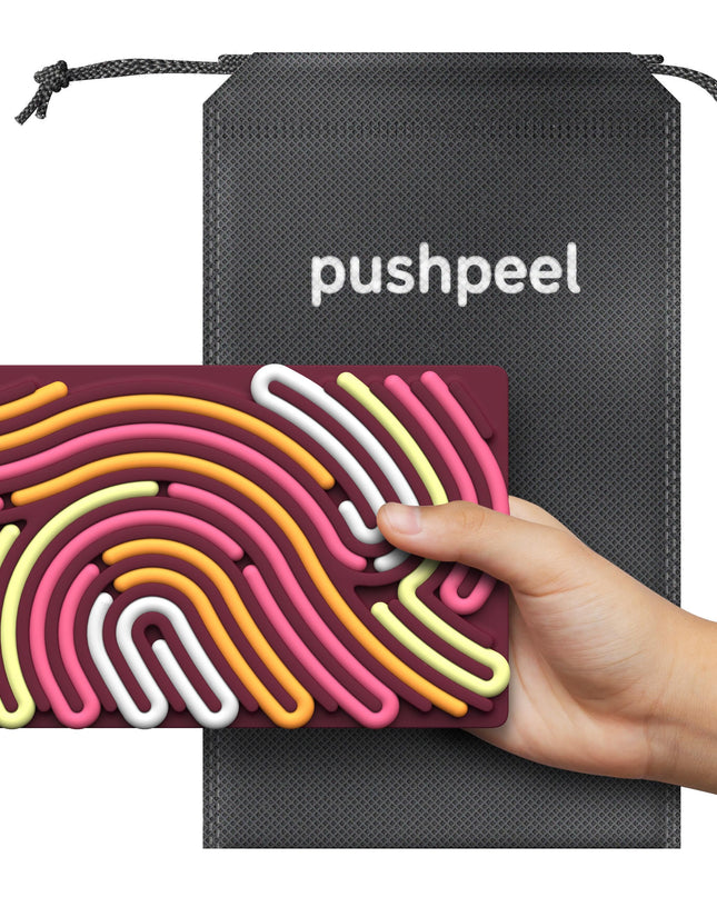 Pushpeel Sensory Activity Board: Silicone Fidget Toy for Calming, Stress, Anxiety, ADHD & Autism | Silent, No Mess | Kids 3+ & Adults | Includes Portable Travel Bag & 11 Strings