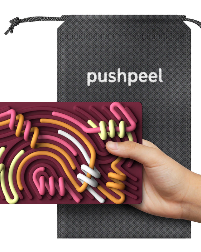 Pushpeel Sensory Activity Board: Silicone Fidget Toy for Calming, Stress, Anxiety, ADHD & Autism | Silent, No Mess | Kids 3+ & Adults | Includes Portable Travel Bag & 11 Strings