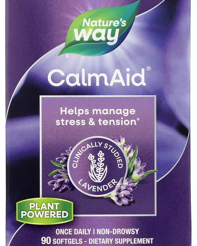 Nature’s Way CalmAid, Helps Manage Stress and Tension*, Clinically Studied Lavender, Non-Drowsy, 90 Softgels